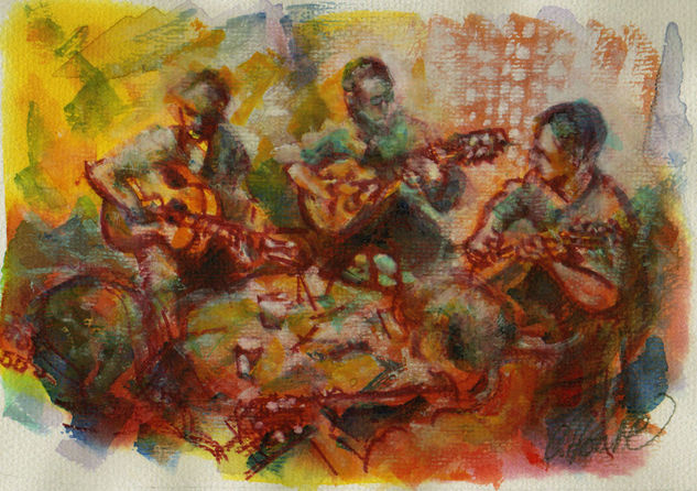 guitarristas I Watercolour Paper Figure Painting