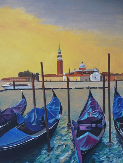 Gondolas Oil Canvas Marine Painting