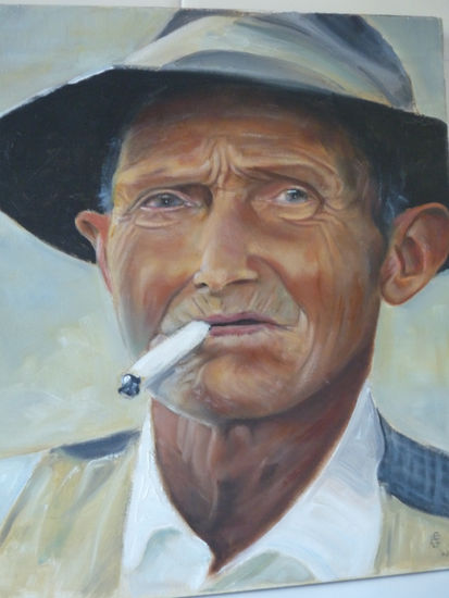 Campesino con pitillo Oil Canvas Portrait