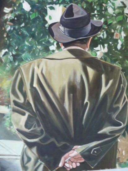 Hombre con sombrero, de espaldas Oil Canvas Figure Painting