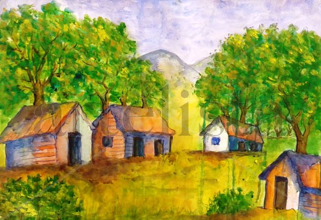 ¨Paisaje Campesino¨ Acuarela Papel Paisaje