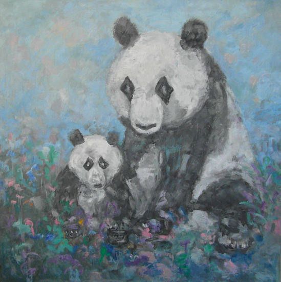 Pandas II Óleo Lienzo Animales