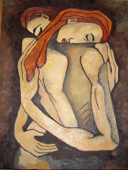 L' Abraçada Oil Canvas Figure Painting