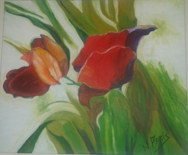 FLORIPONDIO    BIENNAL GUARDIOLA Oil Textile Floral Painting