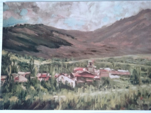 Vista del pueblo de Navalonguilla Oil Canvas Landscaping