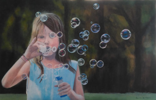 Blowing bubbles Acrylic Canvas Figure Painting