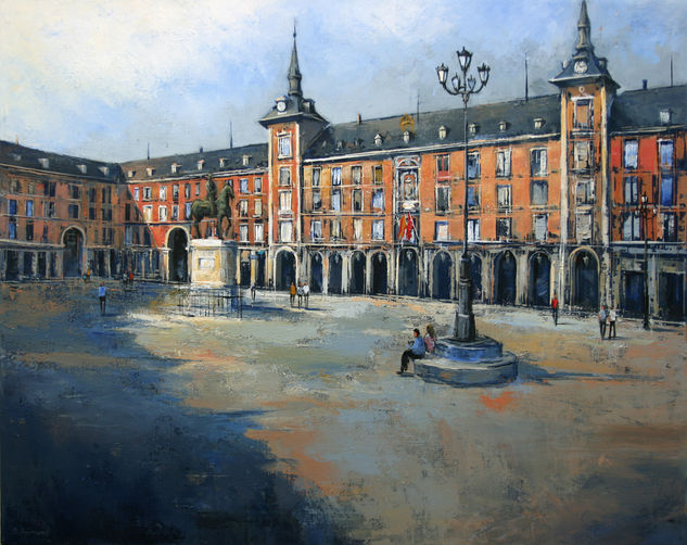 La Plaza Mayor de Madrid Oil Canvas Landscaping