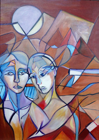 Pareja en Blu Oil Canvas Others