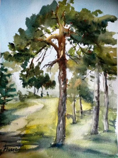 Pinos en Guadarrama Acuarela Papel Paisaje