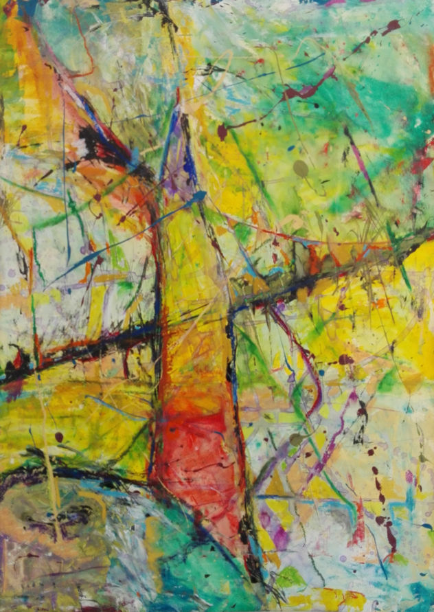 Abstracción en amarillos y verdes