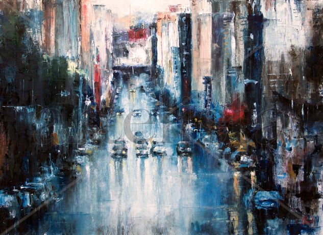 street rain Oil Canvas Landscaping