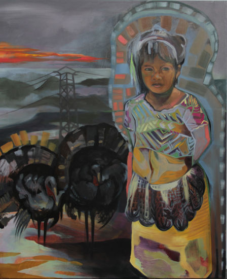 Niña de San Jose Oil Textile Portrait