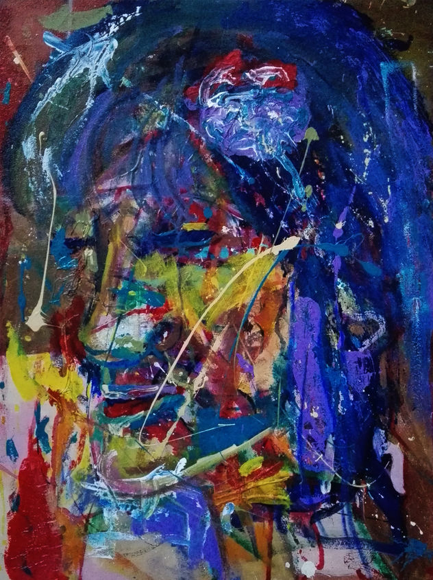 Retrato. Cabeza con crisantemo