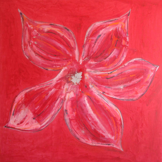 Flor  Roja Acrylic Canvas Floral Painting