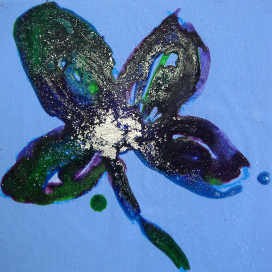 FLOR AZUL 2 Acrylic Others Floral Painting