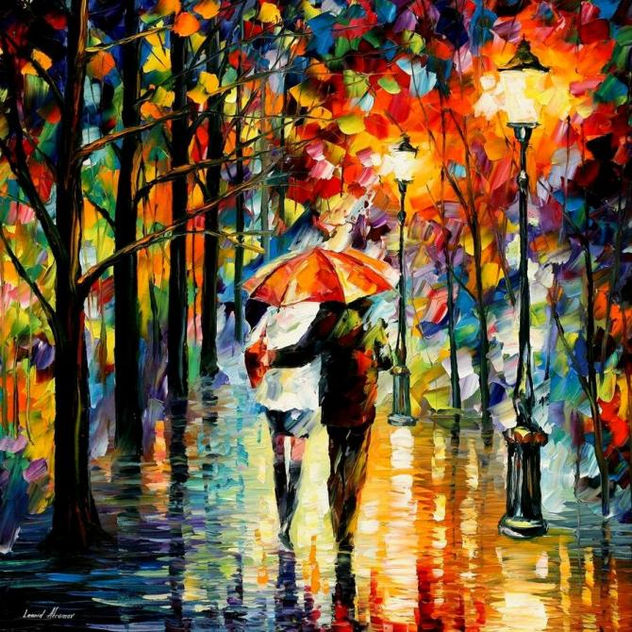 amantes bajo la lluvia