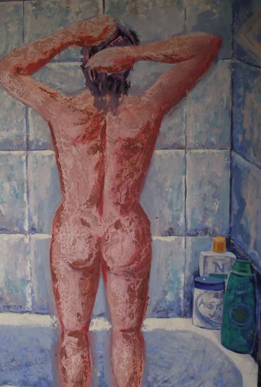 FIGURA EN EL BAÑO Oil Panel Nude Paintings