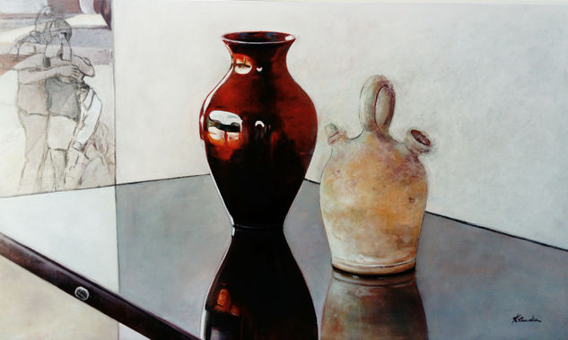 DESPEDIDA EN GRIS Oil Panel Still Life Paintings