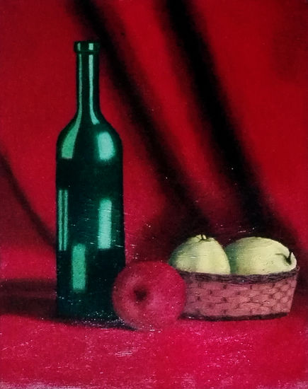 Naturaleza muerta. Botella con Frutas (Nº 2) Oil Canvas Still Life Paintings