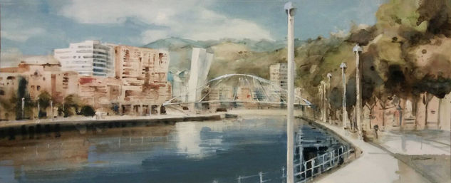 Puente Calatrava , Bilbao Watercolour Paper Landscaping