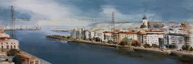 Puente Colgante, Bilbao, Bizkaia Watercolour Paper Landscaping