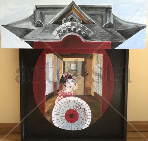 Geisha espiada. Obra única Acrylic Canvas Figure Painting