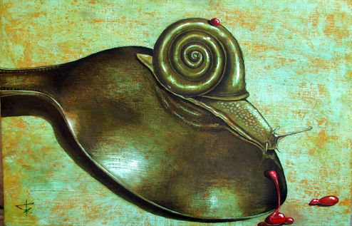 Caracol y cuchara Mixed media Panel Others