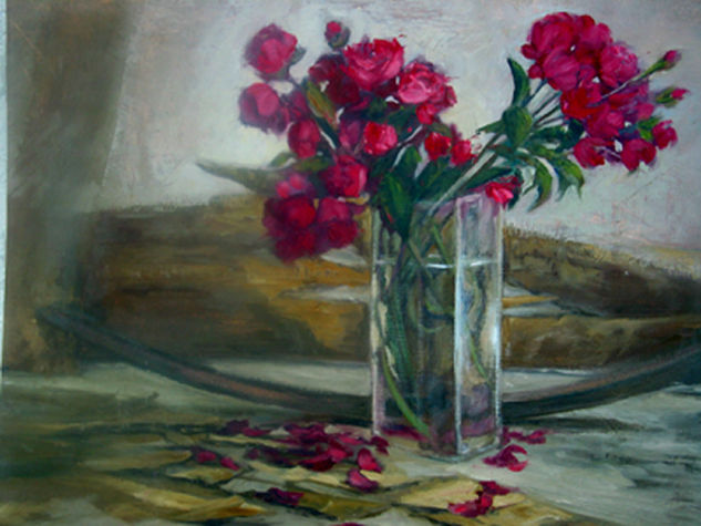 jarron con flores (2) Oil Panel Still Life Paintings