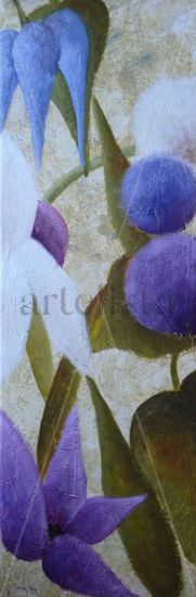 FLORES LILAS Acrylic Textile Floral Painting