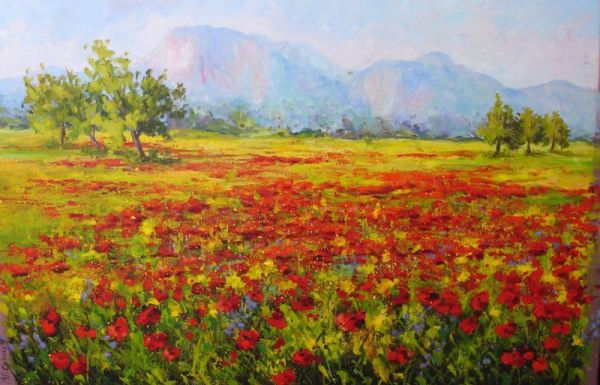 Amapolas Óleo Lienzo Paisaje