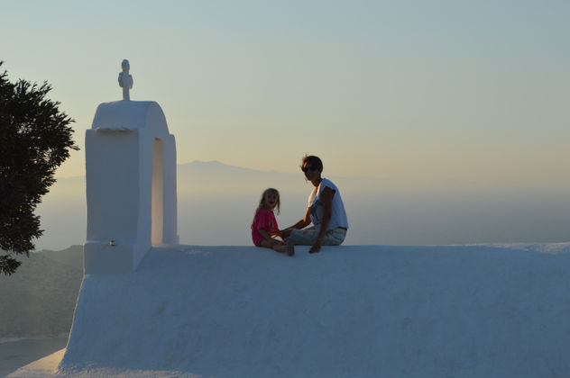 Church rooftop at sunset