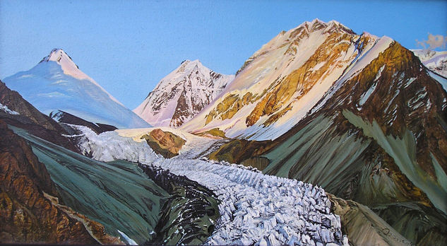 Peak of Four Glacier Oil Canvas Landscaping