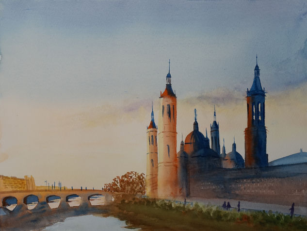 Amanece en el Pilar III Watercolour Paper Landscaping