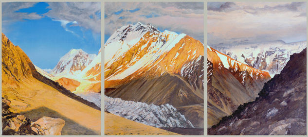 Peak of Vorobiov. Screen in 3 parts. Oil Canvas Landscaping