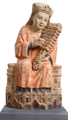 Músico gótico con salterio de brazo