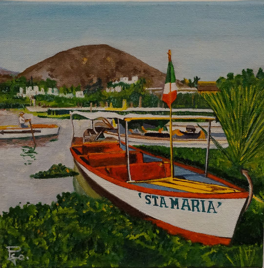 Marina del Santa María Oil Canvas Marine Painting