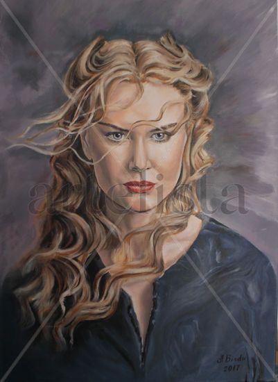 nicole kidman portrait,retrato nicole kidman Oil Canvas Portrait