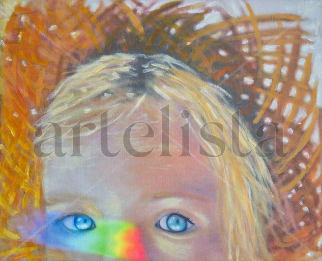 She's a rainbow. Oil Canvas Portrait