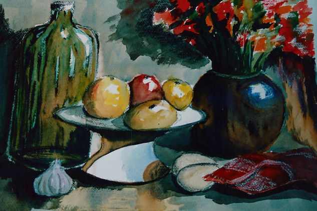 FLORS I FRUITES Ink Paper Still Life Paintings