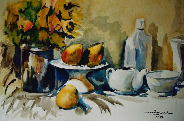 FRUITAS I FLORS Watercolour Paper Still Life Paintings