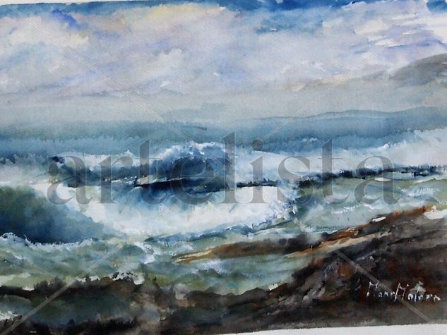 Mar agitado Watercolour Paper Marine Painting