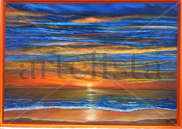 Atardecer en la arena Oil Canvas Marine Painting