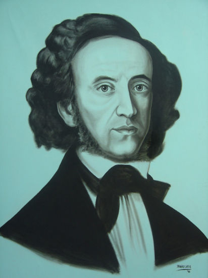 Felix Mendelssohn Oil Canvas Portrait