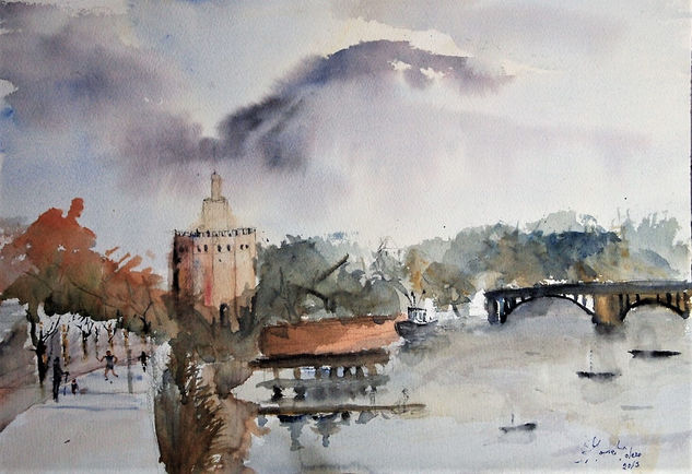 Torre del oro Watercolour Card Landscaping