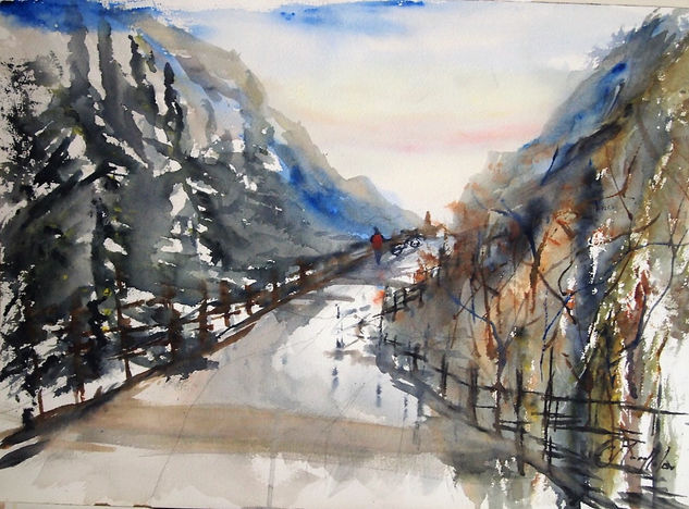 Carretera De S. Nevada Watercolour Card Landscaping