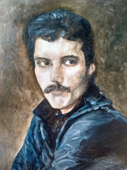 Freddy Mercury Oil Textile Portrait