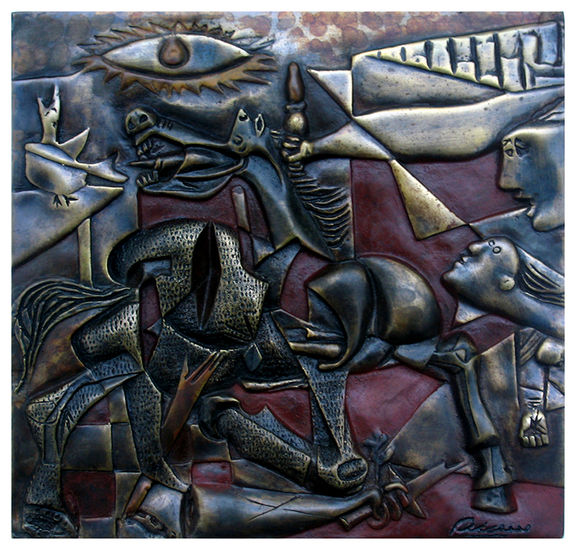 Relieve en Bronce, Pablo Picasso, Guermica Bronze Abstract