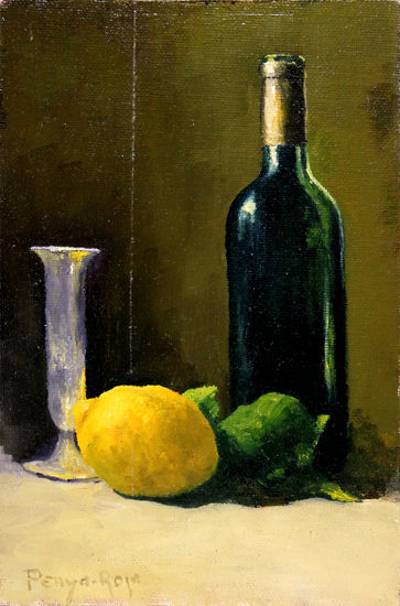 Bodegon con limon Oil Canvas Still Life Paintings