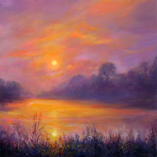 A Magical Sunset Oil Panel Landscaping