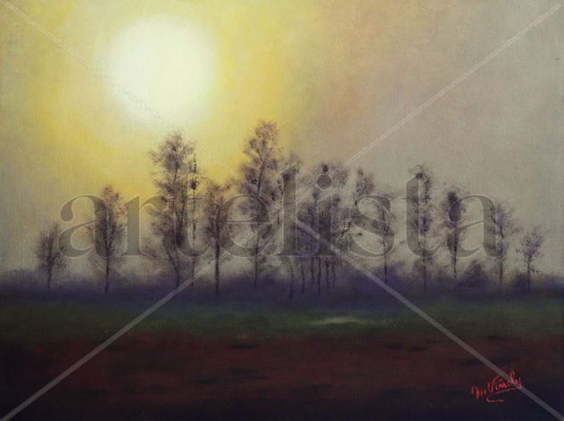 Álamos en la niebla